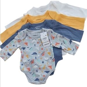 NWT First Impressions 4 Pc Long Sleeve Dinosaur Bodysuit Set ~sz Newborn